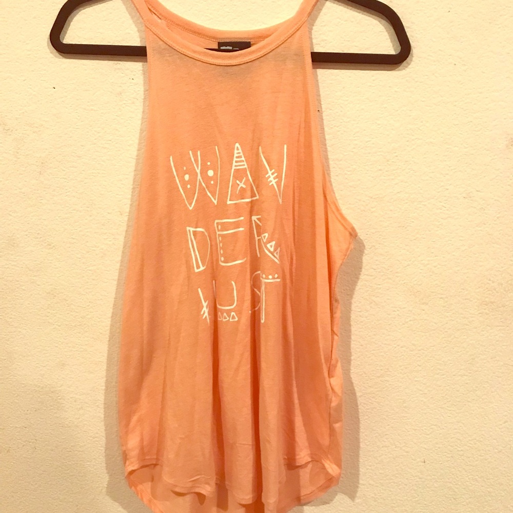 Coral Peach “Wanderlust” Halter Tank Top